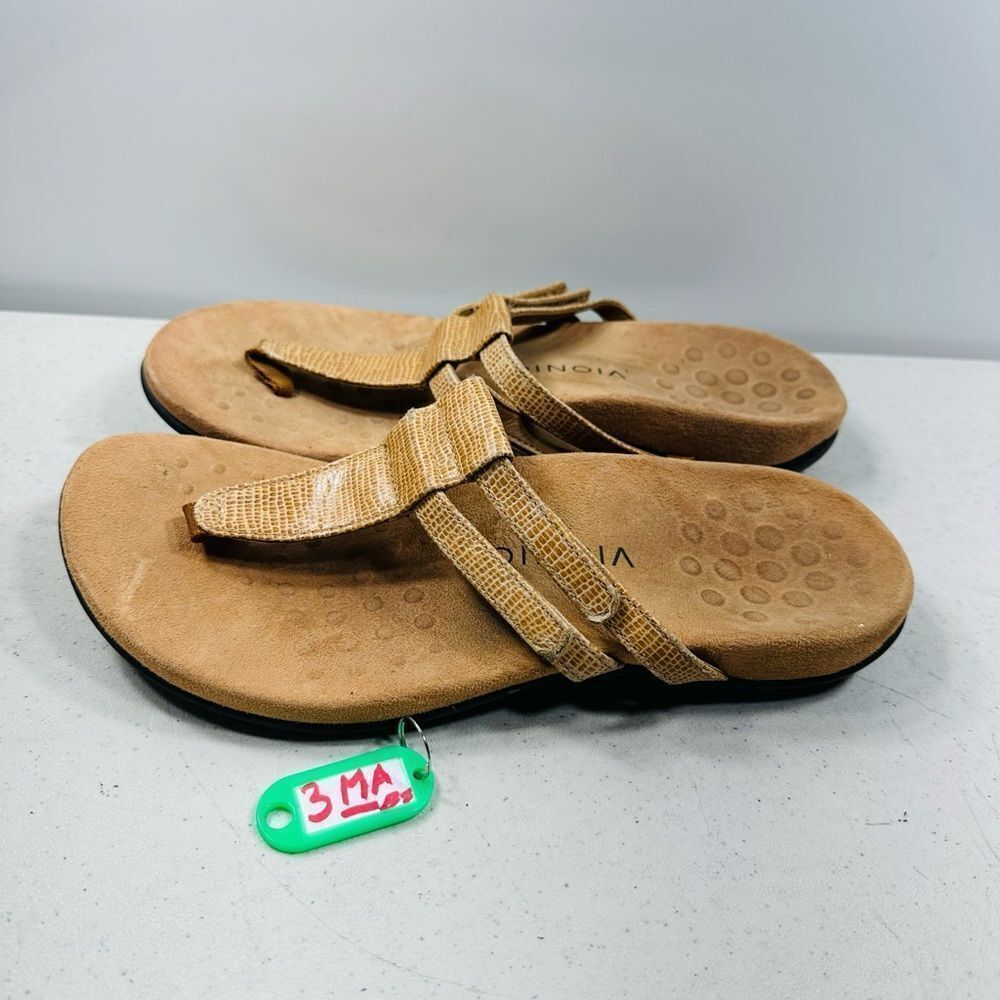 Vionic Elvia Toffee Orthotic T-strap Slip-on Sandals Size 9